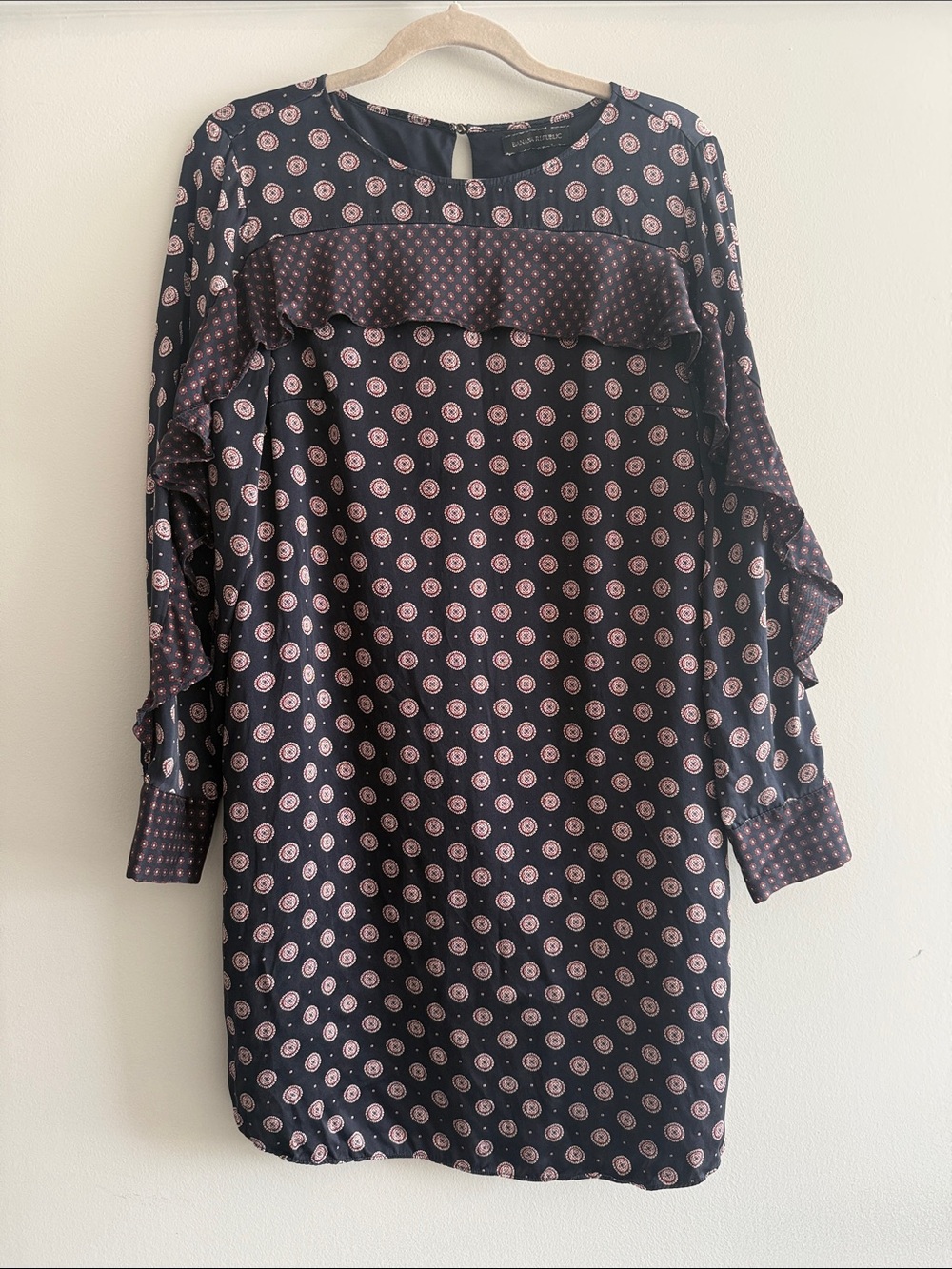 Banana Republic Black Dress with Pink Dot Pattern